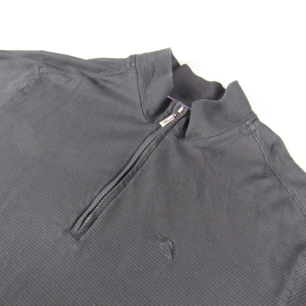 Tommy‎ Bahama Quarter Zip Pullover Men's XL Black Pima Cotton Modal Ribbed